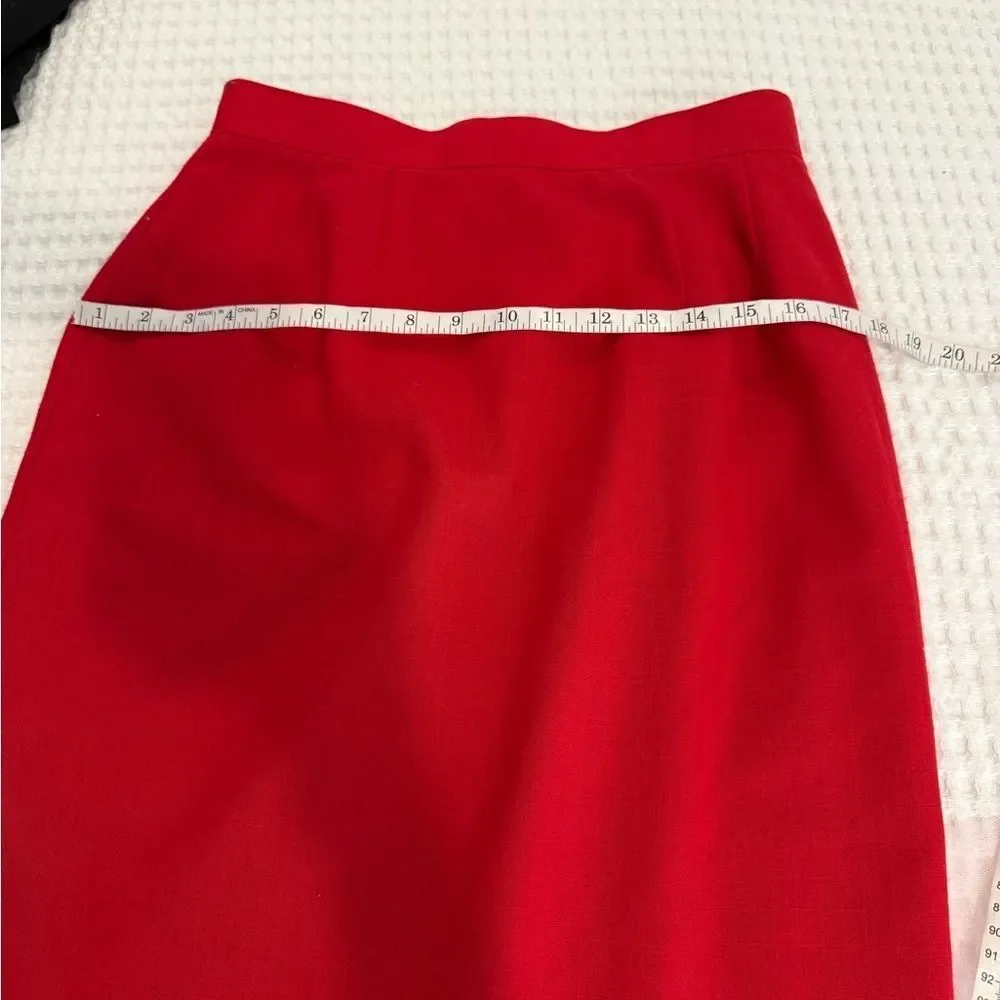Vintage Requirements red pencil skirt with slit size 12 - Picture 7 of 10